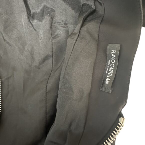 FLAVIO CASTELLANI Black Low Back Fur Trim Cocktail Dress US 8/ 44 Italy - Picture 6 of 10